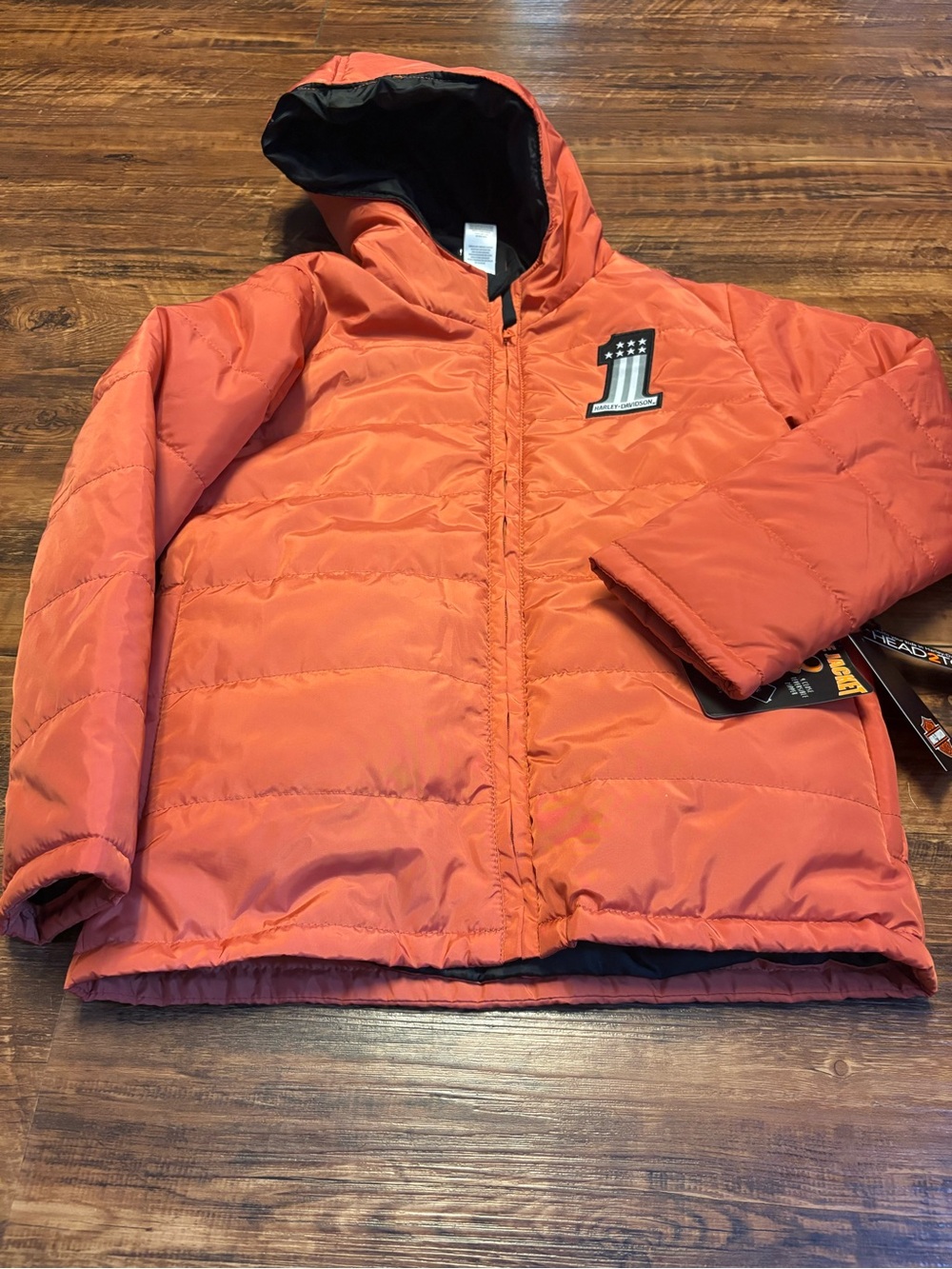 Kids Orange Hooded Puffer Jacket - Unbranded